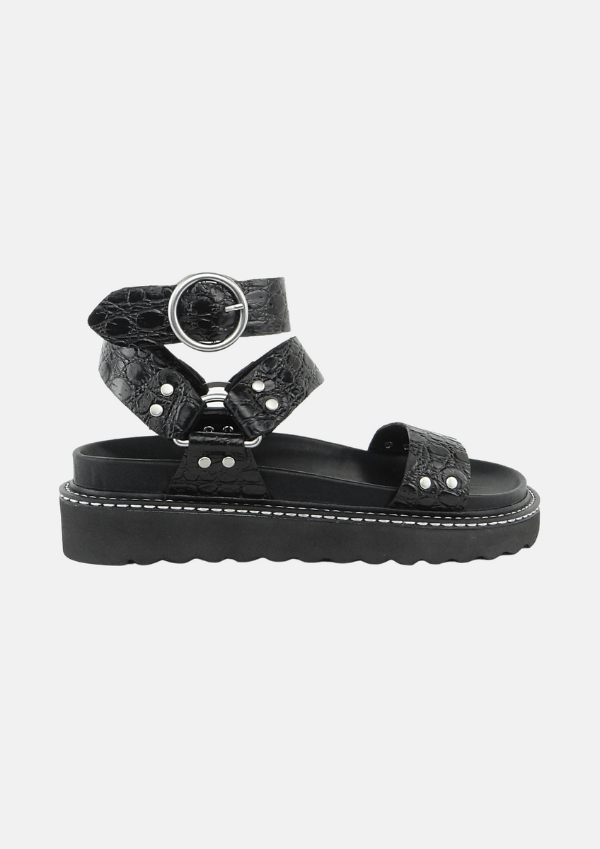Burt Sandal Black Croc – CaverleyShoes.com
